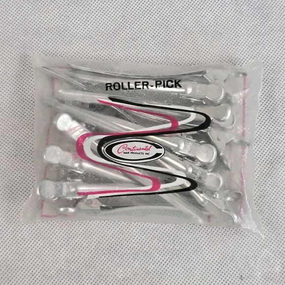 Vintage Continental Roller Picks Lot of 12 Aluminum Perm Hair Clips Clasps NEW - Picture 1 of 6
